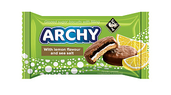 Печиво цукрове глазуроване з начинкою "Арчі" зі смаком лимону та морською сіллю 94г